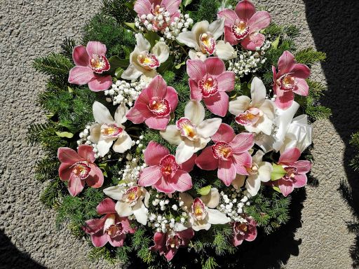 fehér és sötét színű orchidea felhasználásával